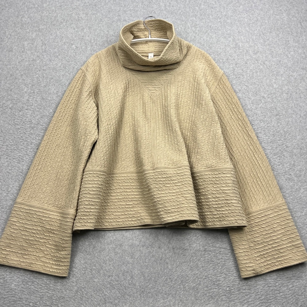 Lululemon Retreat Yourself Pullover Womens M/L Tan Funnel Neck Textured Sweater